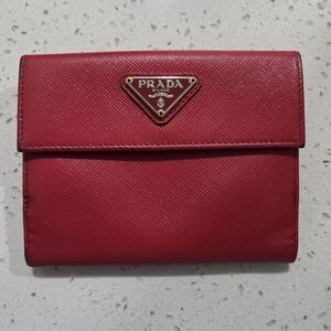 Authentic Prada Saffiano Red Wallet
